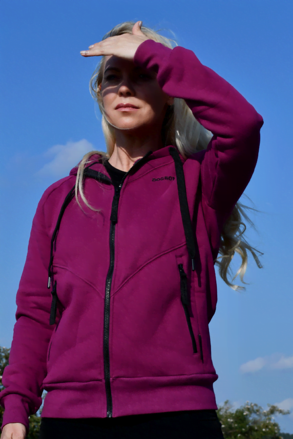 Biathlon sports hoodie Fuchsia front woman